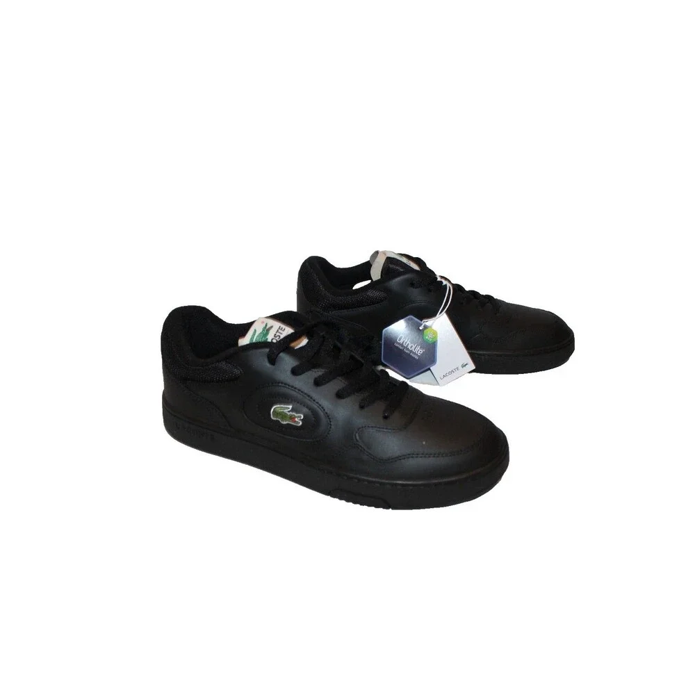 Lacoste Lineset Leather Sz 9 Men's Black Lifestyle Athletic Sneakers 223 NEW